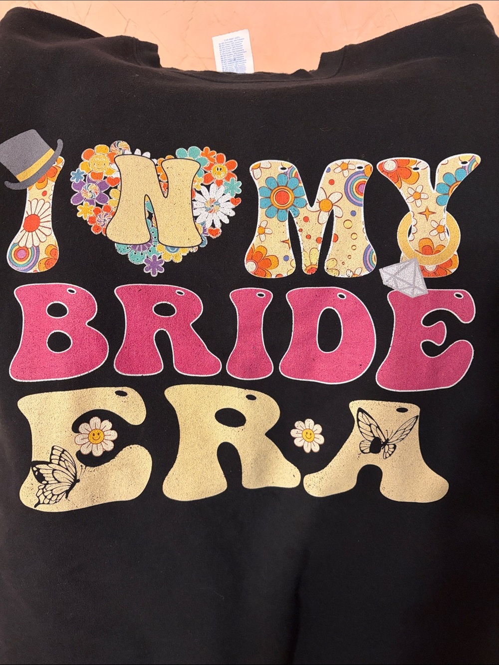 “In My Bride Era" Graphic Crewneck in Pink and butter yellow